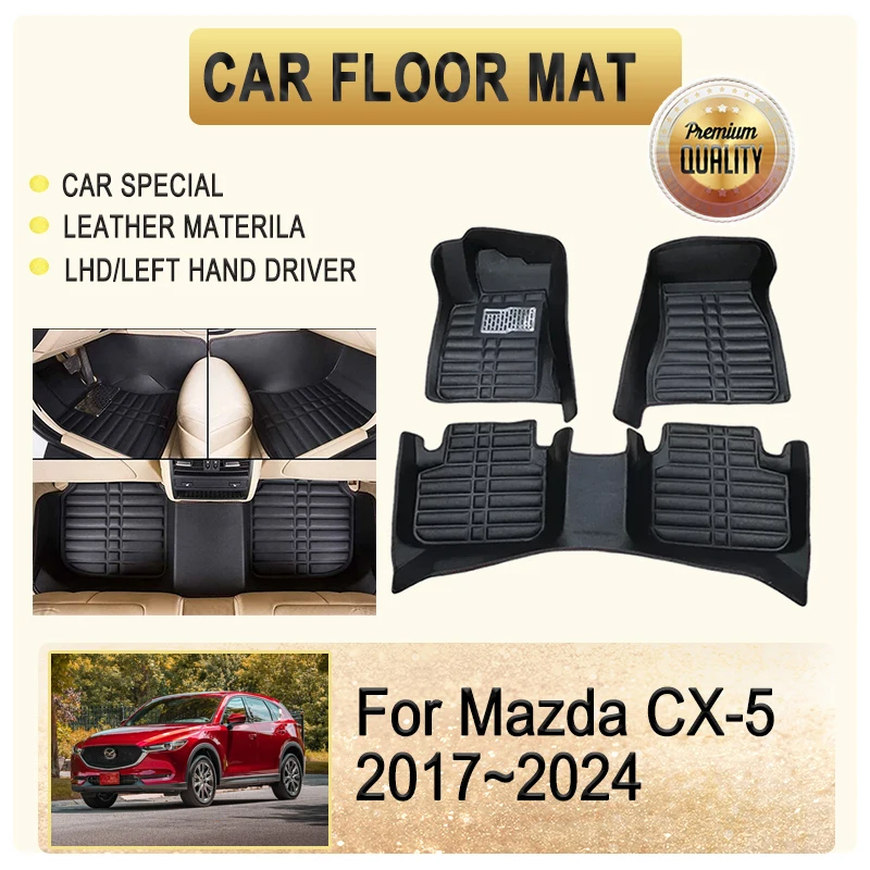 

Car Floor Mats For Mazda CX-5 CX5 KF 2017~2024 Leather Pads Foot Carpet Left Hand Driver Rug Inner Liner Covers Auto Accessories