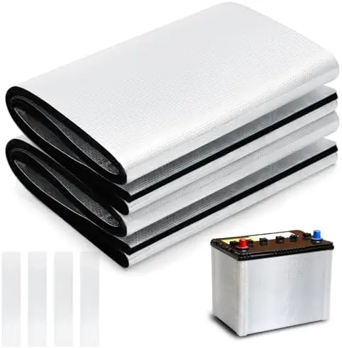 

Комплект из 2 изоляторов для автомобильных аккумуляторов размером 40x7,1 дюйма – универсальное термоизоляционное покрытие для аккумуляторов с 4 фольгированными лентами для защиты от экстремальных погодных условий