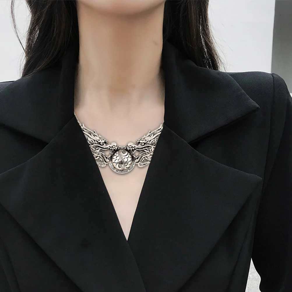 

1Pcs Retro Necklace Chinese Ethnic Style Collar Zinc Alloy Colorfast Skin-Friendly Women Jewelry Unique Gift Room Decoration