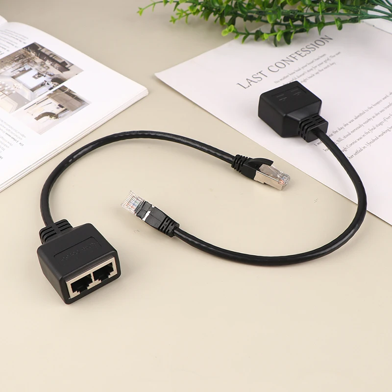 1Pc Ethernet Splitter RJ45 1 Male to 2 Female LAN Ethernet Cable Splitter Cable Ethernet Socket Connector Extension Cable