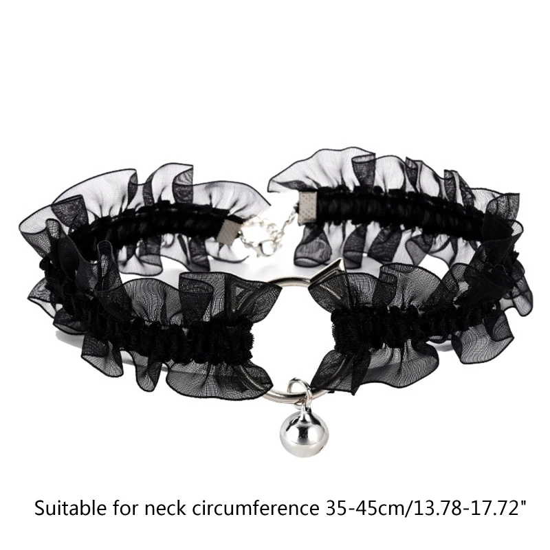 2023 New Punk Gothic  Bell Lace Choker Collar Necklace Sweet Cute Choker Necklace Hollow for Cat Choker Gift for Women