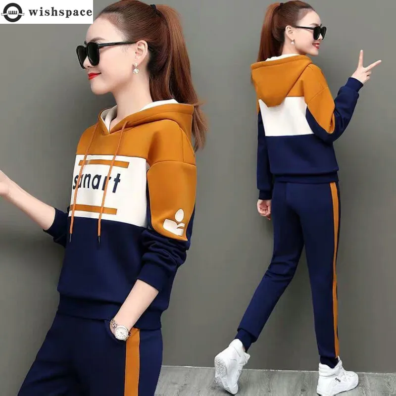 Casual Sportswear Suit Women\'s Spring and Autumn 2022 New Korean Style Loose Hooded Top Fashion Age Reducing Two-piece Set