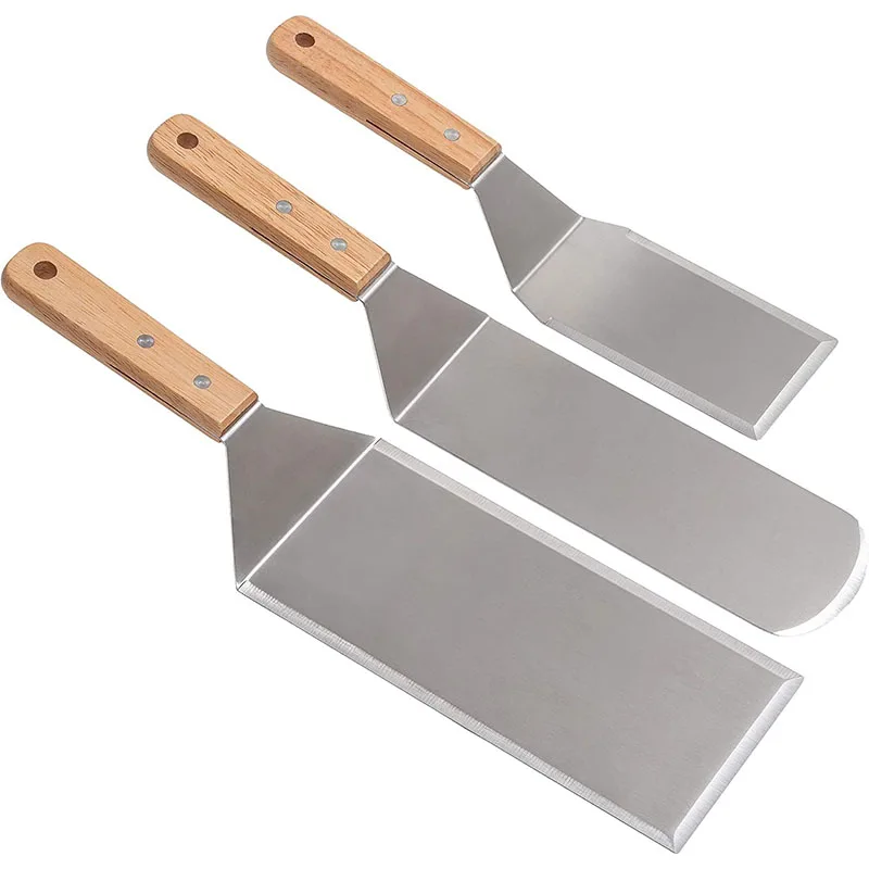 

Stainless Steel Spatula Set, Oversized Professional Pancake Hamburger Turner, Griddle Flipper Scraper Baking Tools Cake Decor