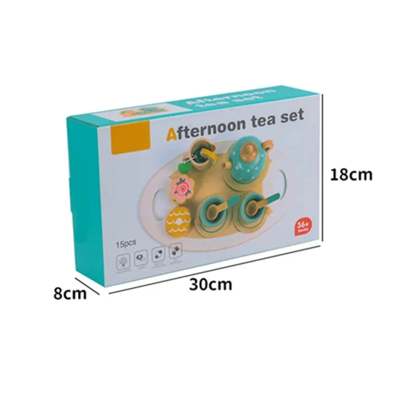 Ensemble de jeu en bois pour enfants, éducation précoce, simulation, thé de l'après-midi, gâteau à dessert, thé, savoir plis, jouets