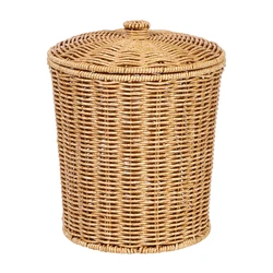 Basket Wicker Storage Trash Can Waste Woven Laundry Baskets Rattan Bin White Garbage Hamper Clothes Lid Seagrass Dirty Container