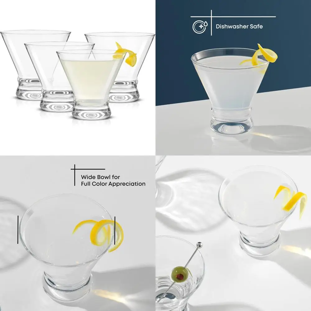 

Afina Stemless Martini Glasses Set of 4, 8.5oz Liquor Drinking Glasses for Cocktail and Margarita, Bar Glass Cups, Glass Desser