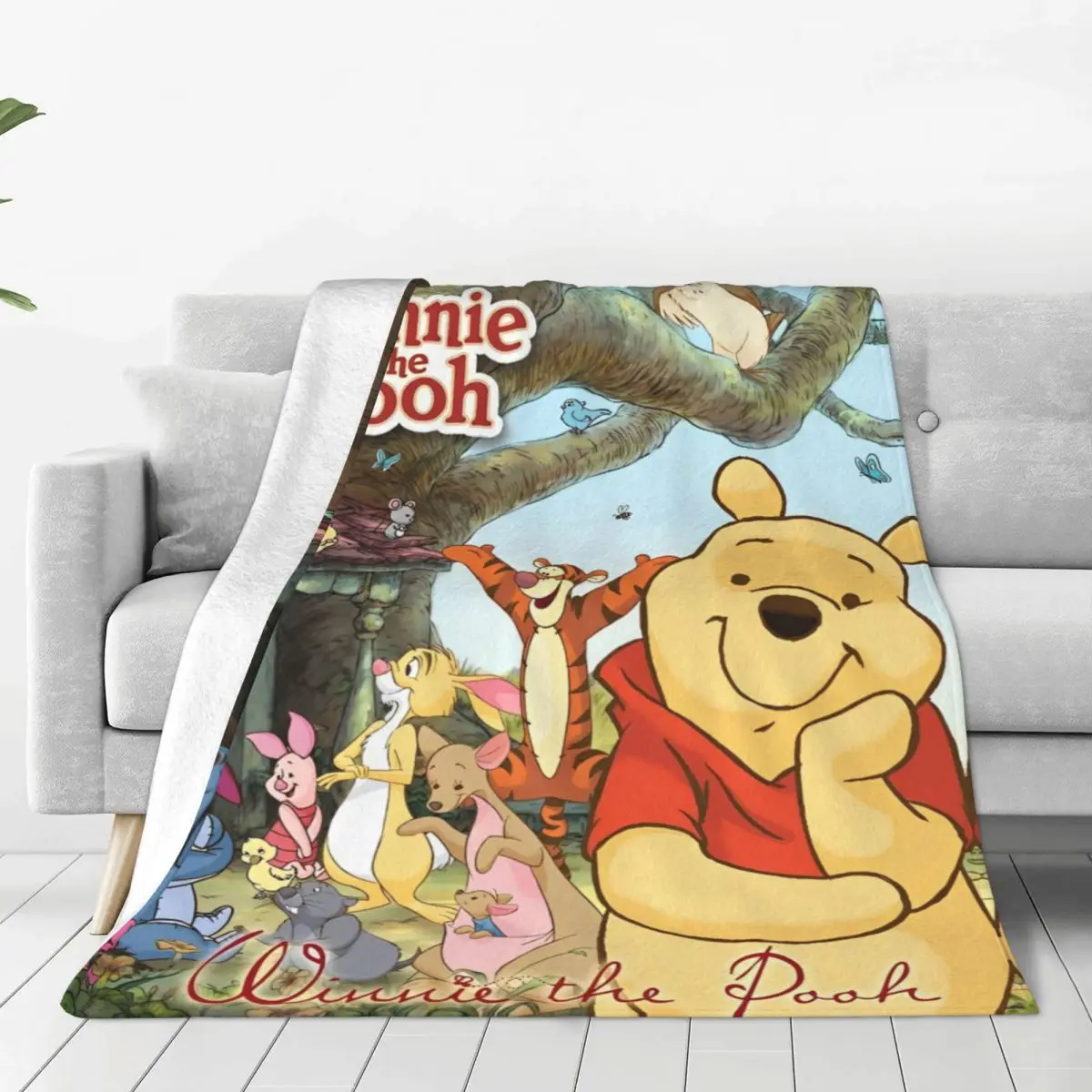 Winnie The Pooh Plush Blanket Kids Flannel Bedding Throws For Couch Chair Sofa Bed Soft Warm DIY Quality Bedspread Birthday Gift