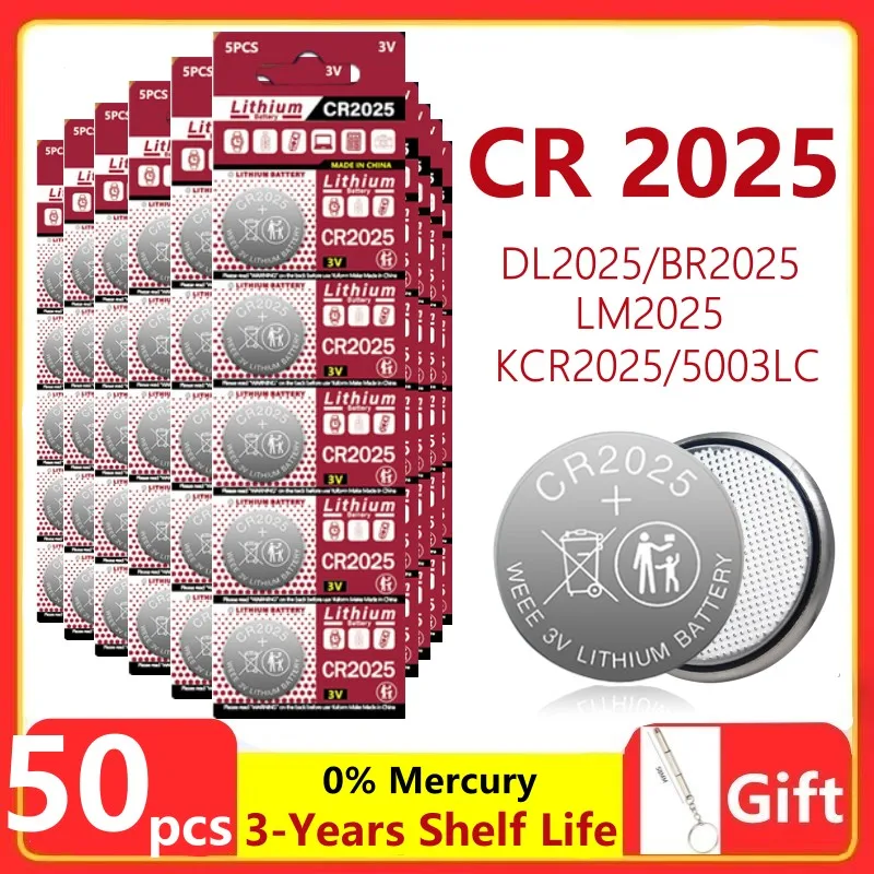 CR2025 Lithium Button Battery 2-60PCS DL2025 BR2025 5003LC LM2025 CR 2025 Coin Cell Watch Batteries for Toys Clock Compute 3V