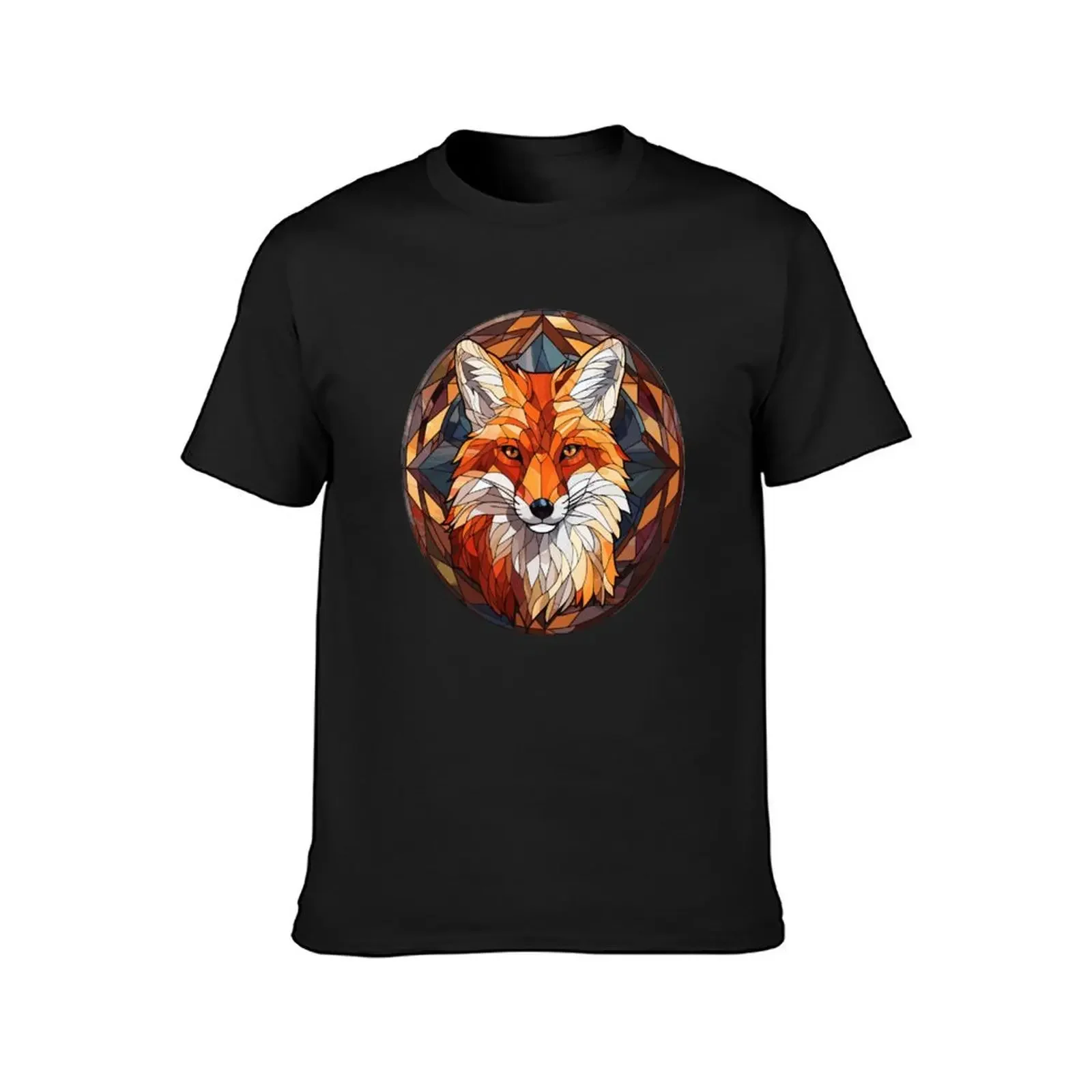 T-shirt Fox Stained Glass per un ragazzo, maglietta da uomo taglie forti