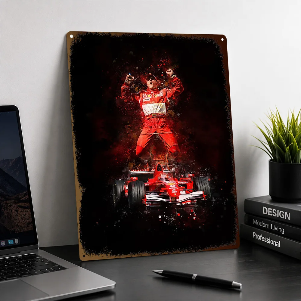 Michael Schumacher Racing Celebration Aluminum Poster Dynamic Wall Art For Sports Room Customized Metal Sign Housewarming Gift