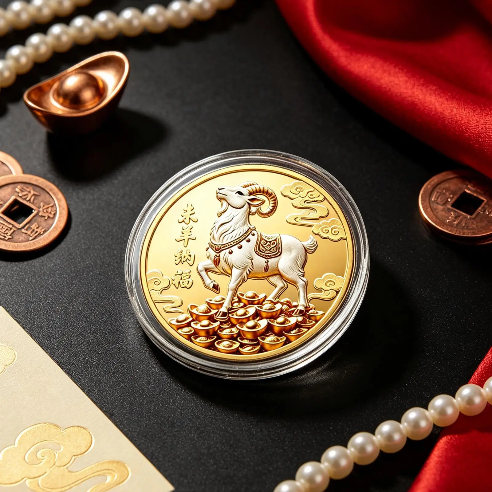 Good Luck Coin 2027 Year Of The Sheep Chinese Relief Collectible Prosperity Wealth Coin Mascot For Desk Display Cabinet Wallet