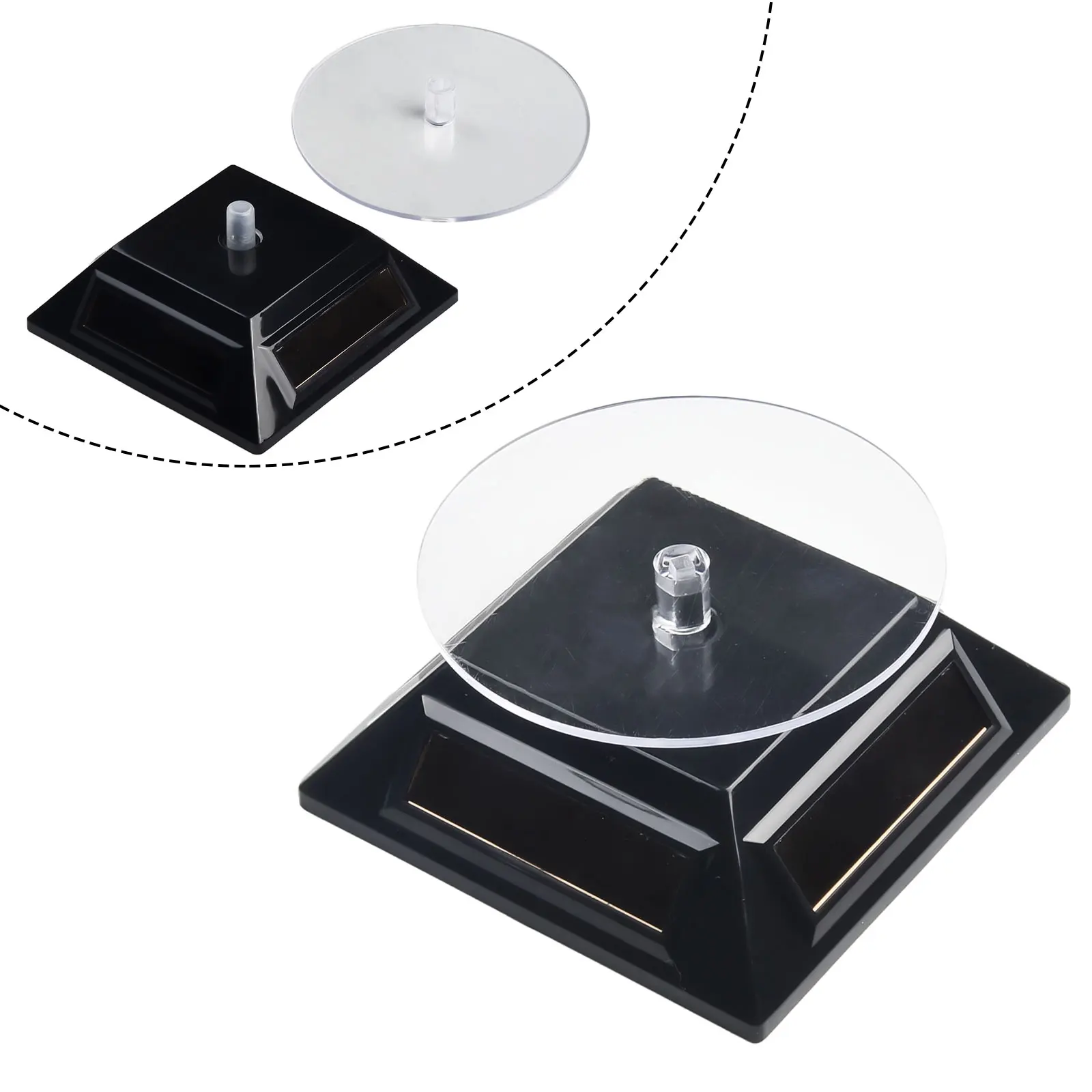 1pc Solar Showcase 360Degr Rotating Turntable Jewelry Organizer Display Stand For Watches Crystal Small Accessories 10x10x4.7cm