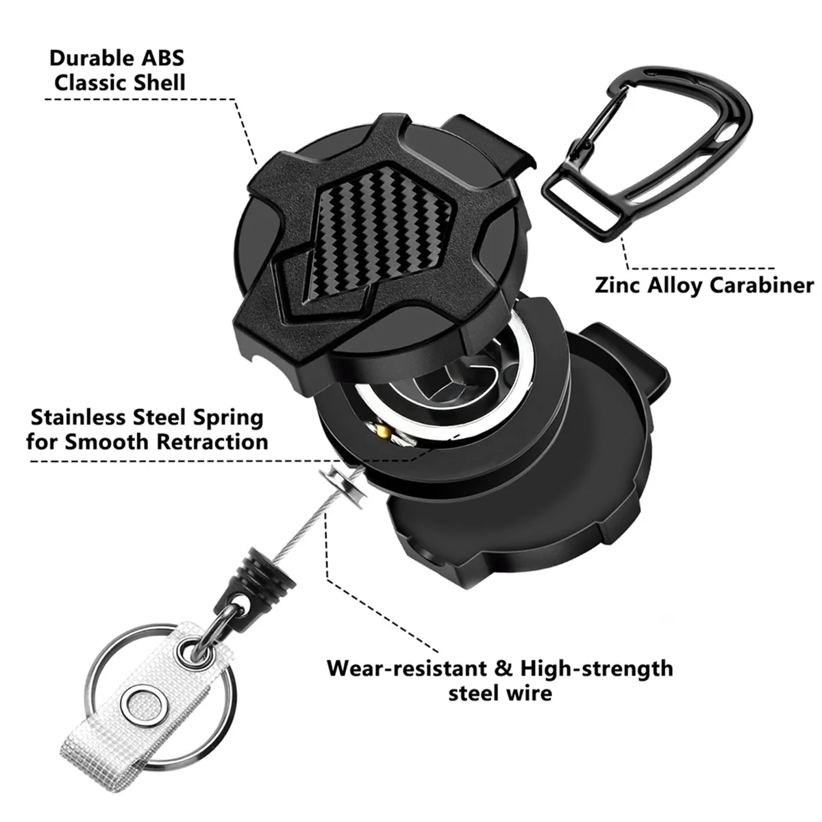 ONCE Pull Retractable Keychain Lanyard,Duty ID Badge Holder with Carabiner,Badge Reels Retractable 2pack