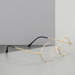 Men Women Black Stainless Steel Full Rim Eyeglasses Round Vintage Metal Small Glasses Frame For Prescritiption Lenses