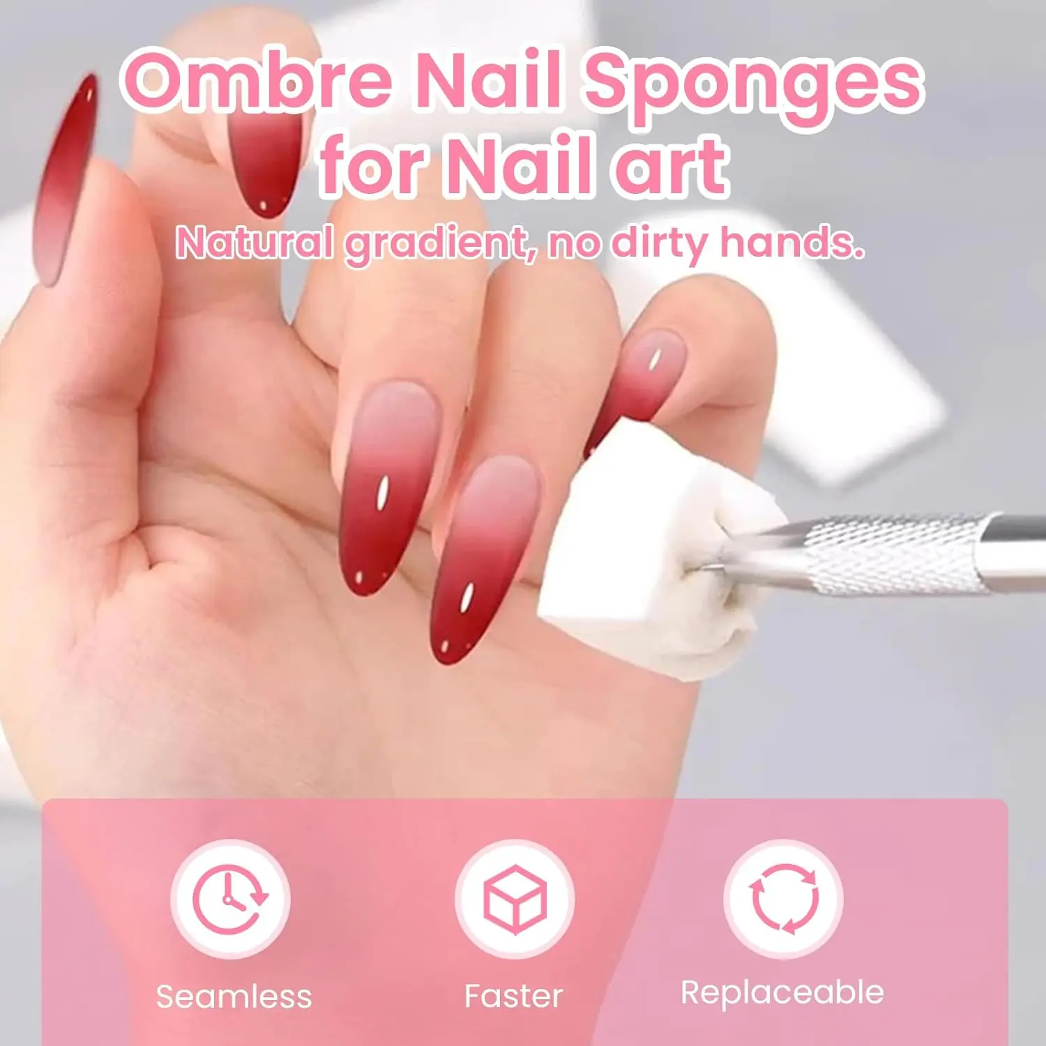 150PCS Ombre Nail Art Sponge Set Gradient Foam Metal Grabber Pen Chrome Powder Pigment Pat Gel Blending Manicure Salon Home DIY