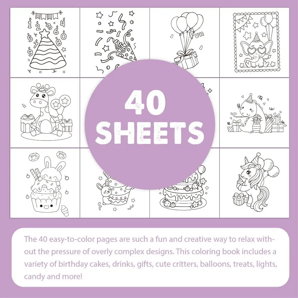 Handmade Happy Birthday Coloring Book Creative Safe-to-Use Gouache Graffiti Book DIY Interesting Filling Color Book