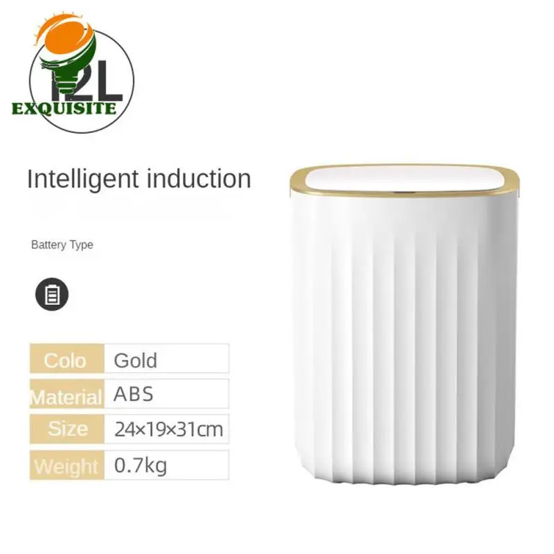 Induction Bin Light Luxury Toilet Paper Bucket Convenience New Smart Trash Bin Living Room Home Garbage Can With Lid Waterproof