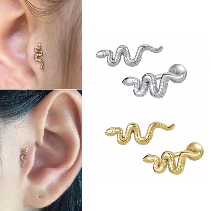 1 pçs de aço inoxidável mini brincos coração estrela lua cruz borboleta cobra helix cartilagem tragus lóbulo orelha piercing jóias