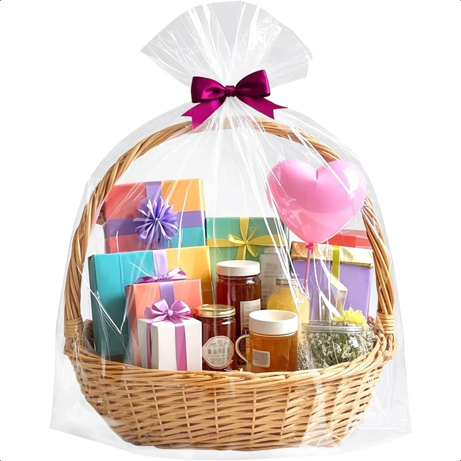

Extra Large Cellophane Bags 40x50 Inch Clear Cellophane Wrap for Gift Baskets 10Pcs Jumbo Huge Clear Basket Bags