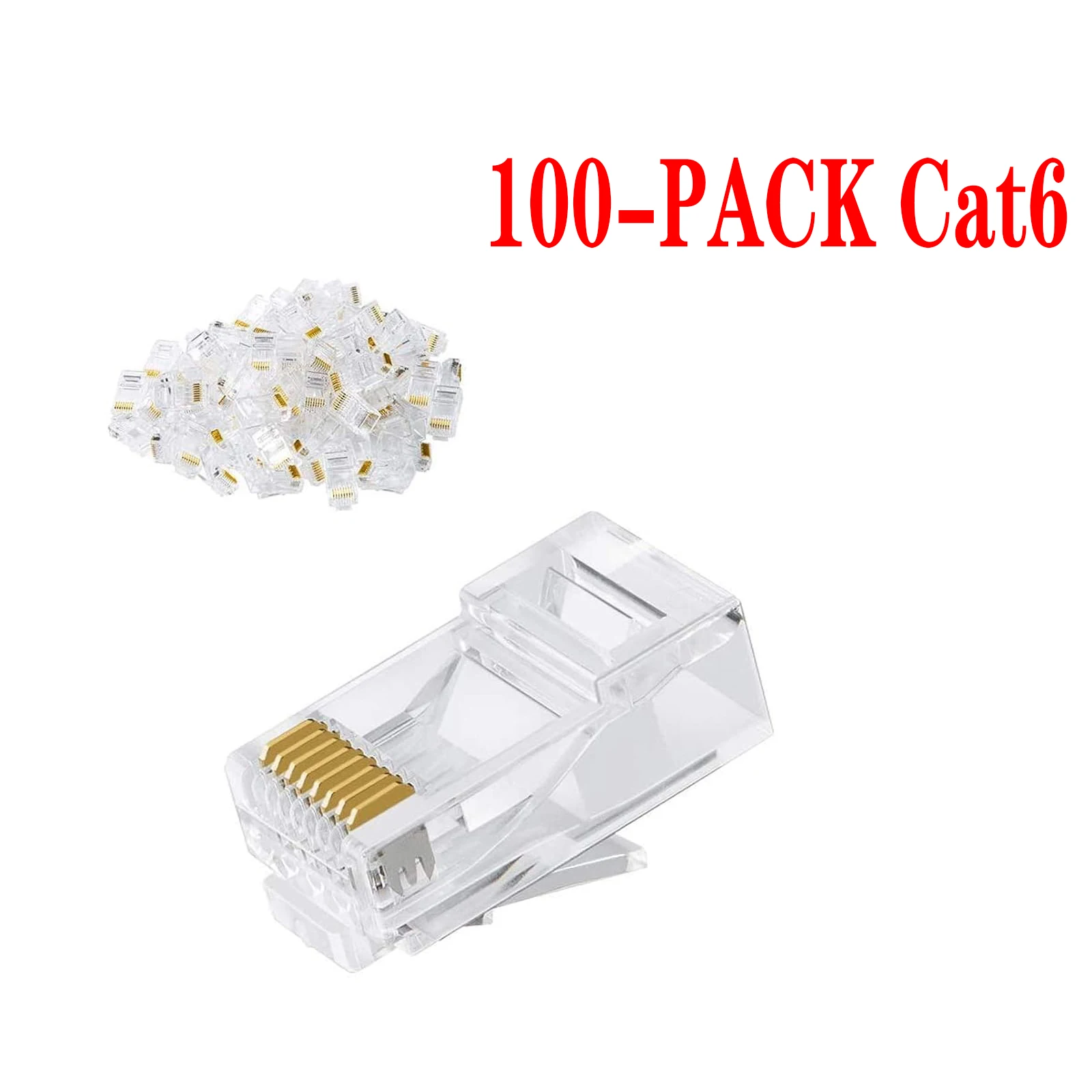 100pcs RJ45 CAT6 Connectors, Cat6 RJ45 Ends,Ethernet Cable Crimp Connectors UTP Network Plug for Solid Wire and Standard Cable