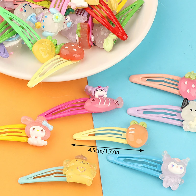 Luminous Sanrio Hair Clip Hello Kitty Kuromi Melody Sweet Girl Hair Pin Bangs Side Clip Woman Headwear Barrette Hair Accessories