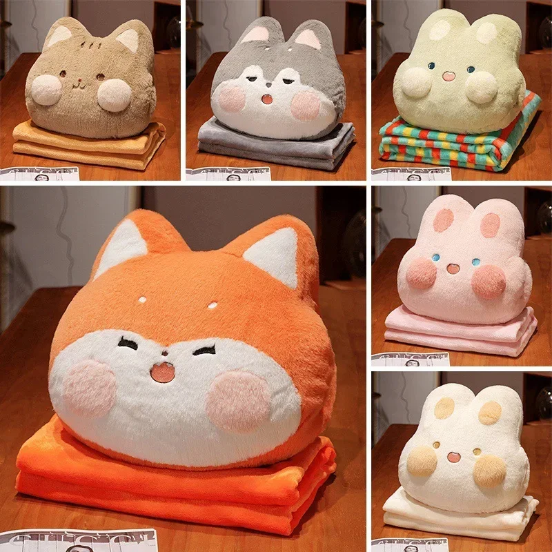 

Cartoon Warm Hand Pillow Blanket 3-in-1, Office Car Nap Pillow Folding Flange Velvet Blanket, Soft, Comfortable and Practical