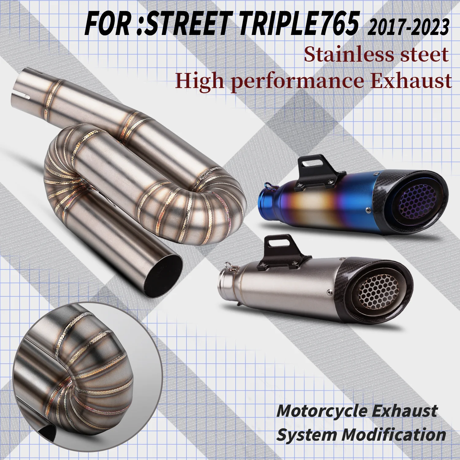 

AB MOTO For Triumph Street Triple 765 S R RS 2017 - 2023 Moto Exhaust Escape Modify Project Carbon Fiber Muffler