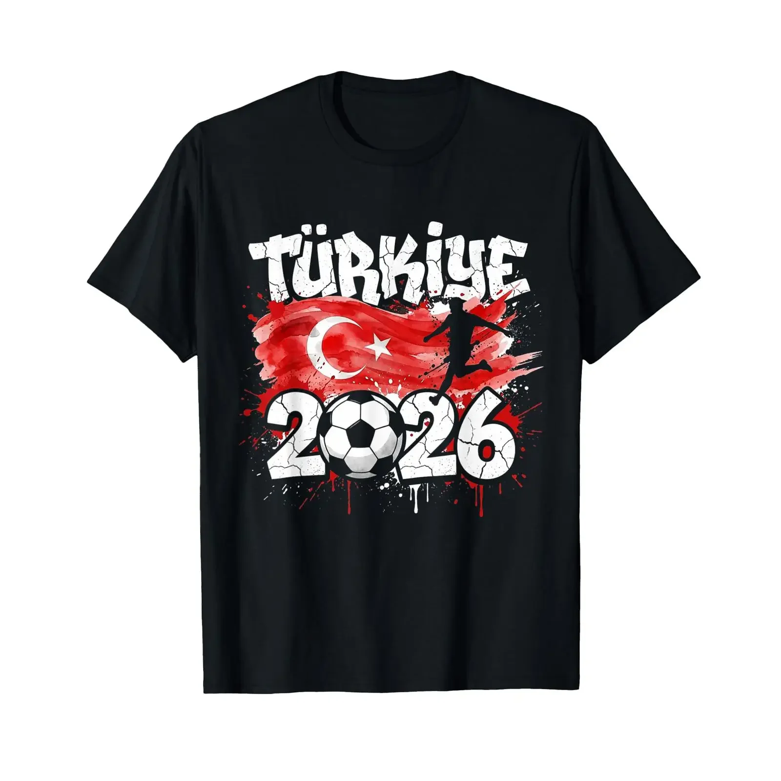 Turkiye TUR 26 Fan Paint Splash Turkish Flag Graffiti Art T Shirt vintage Washed Casual Unisex Breathable homme Soft Stretched