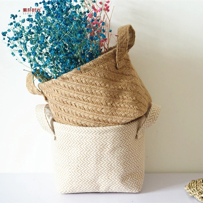 

Woven Jute Flower Pot, Fabric Storage Basket, Desktop Storage Basket