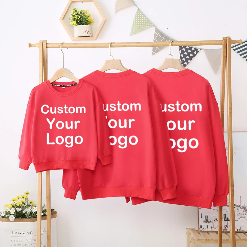 Autumn Winter Parent-child Clothing Sweatshirt Print Pullover for Man and Women Child Round Collar Shirts