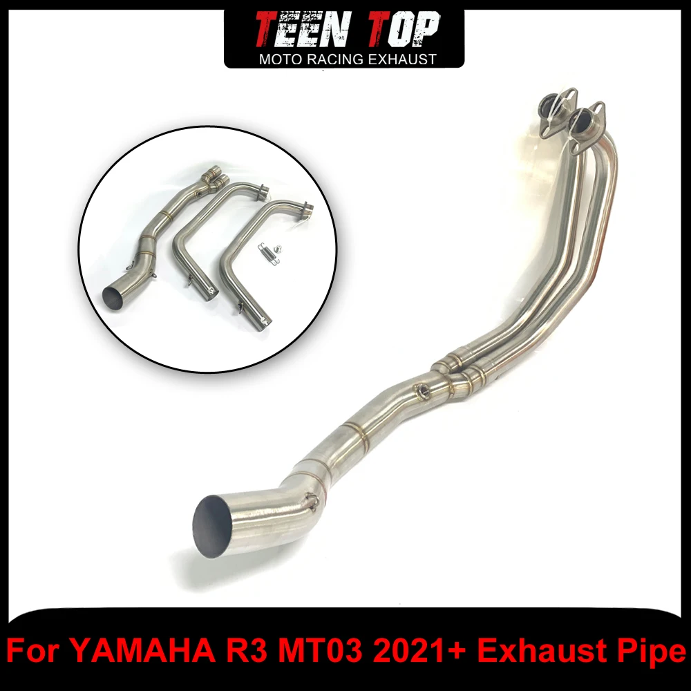 

Для YAMAHA R3 MT03 2021 + выхлопная передняя соединительная труба 51 мм выхлопная труба мотоцикла R3 соединительная труба побег из нержавеющей стали