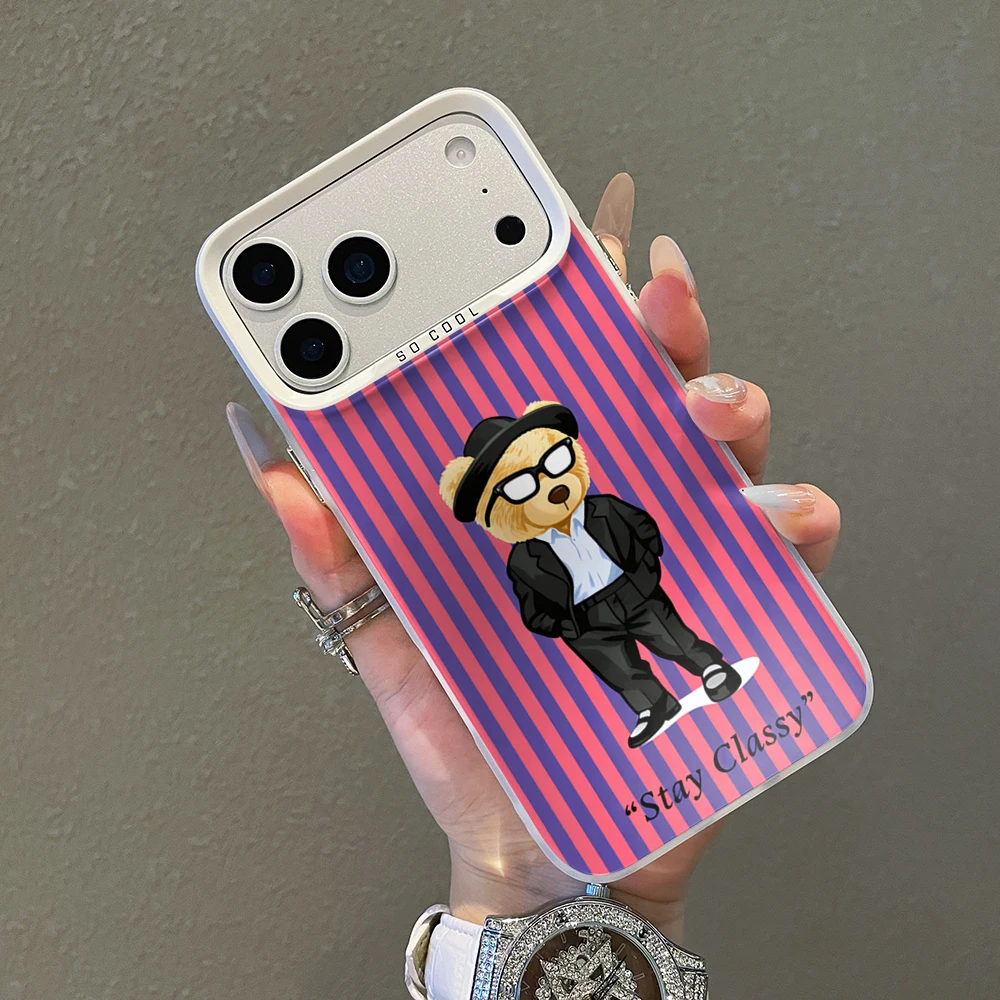 Für Samsung Galaxy S21 S26 S25 S24 S23 S22 Ultra Plus FE Hülle Gestreiftes Niedliches Bärenmuster Cover Für A16 A15 A36 A54 A55 A56 Funda – Detail 11