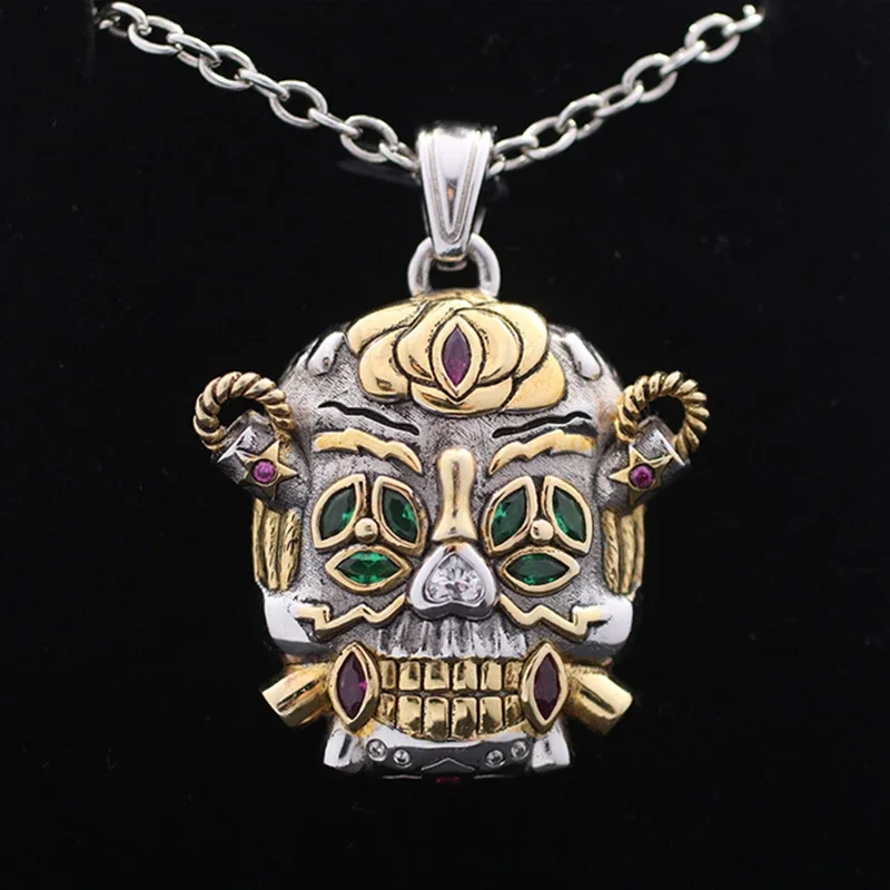 Customized 925 Sterling Silver Skull Lucky Ring Pendant Plated Gold Custom Letters Jewelry Accessories