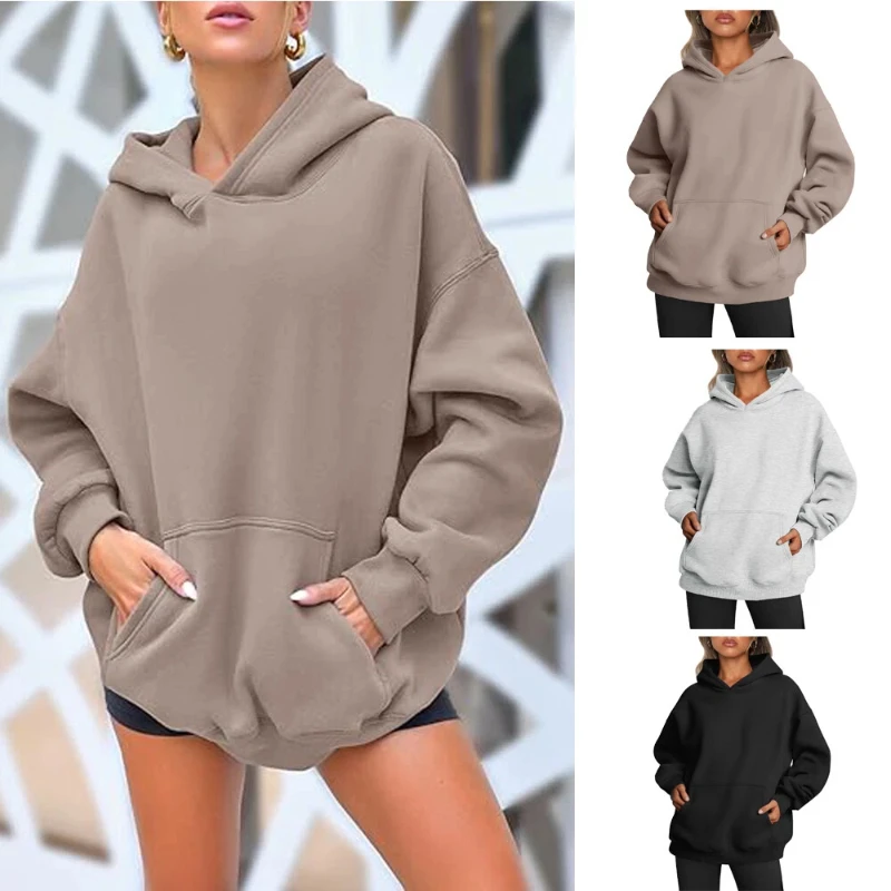 

Женский пуловер больших размеров, толстовки с капюшоном, флисовые толстовки, свитера с длинными рукавами, пуловер для бега, пуловер с круглым вырезом и длинным рукавом