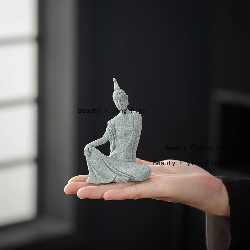 Blue sandstone China-Chic Dunhuang Flying Bodhisattva Home Office Bodhisattva Carving Home Decoration