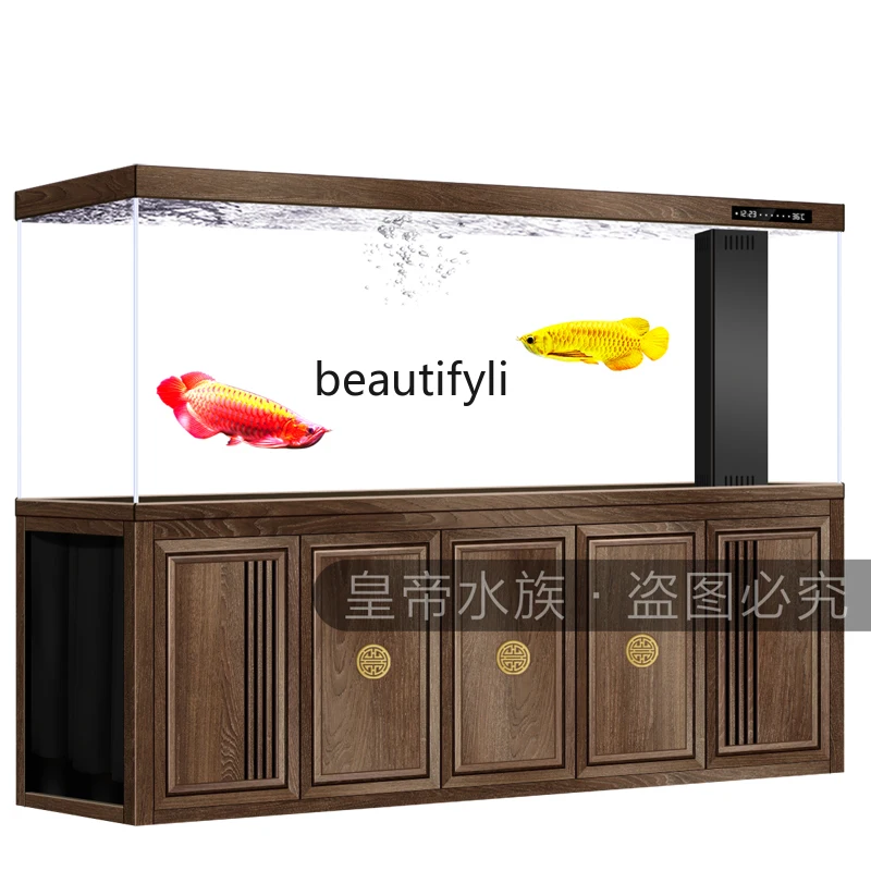 

New Chinese Professional Dragon Fish Tank Super White Large Floor Bottom Filter High-End Office Living Room Home Screen New