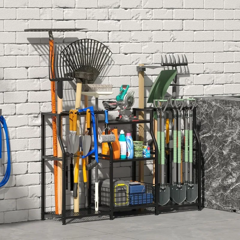Garden  tool storage rack, heavy garden tool tower, multi-functional garden tool rack