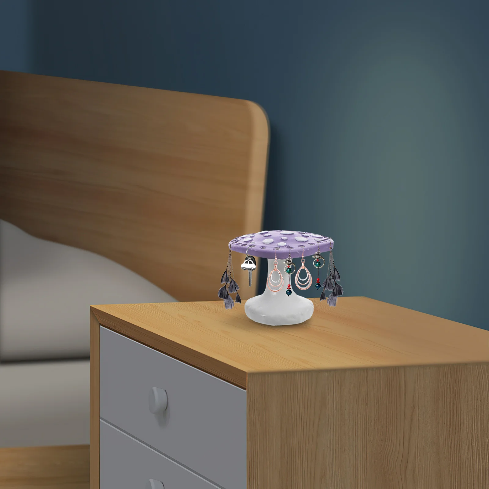 

Resin Mushroom Earring Holder Jewelry Display Stand Cute Organizer Tray for Rings Necklaces Earrings Home Storage Decorative