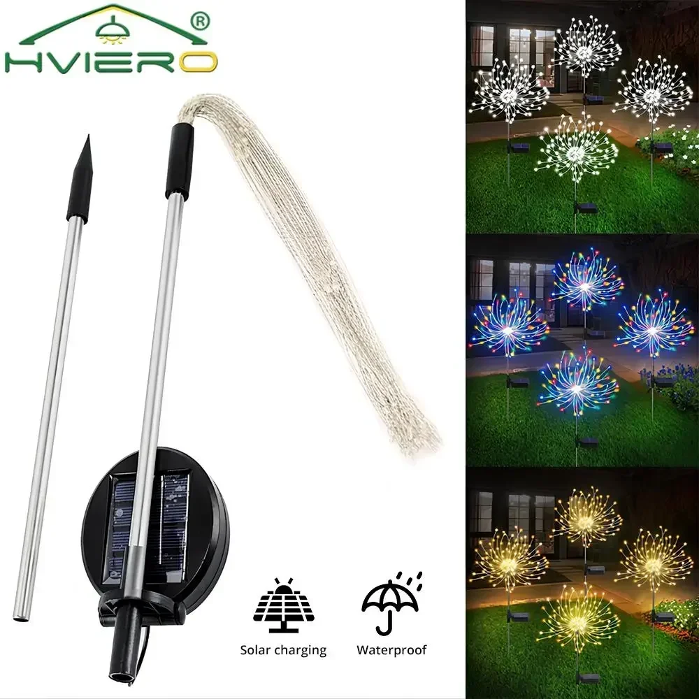 

Solar LED Fireworks Lights Fairy 8 Working Modes Waterproof For Outdoor Garden Decoration Parties Christmas Weddings Lawn Lamp