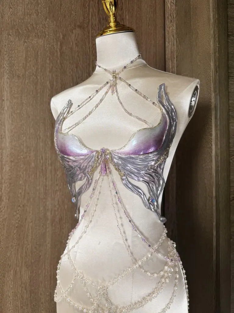 Fada biquíni sereia resina de cristal + sutiã de silicone vestidos de festa vestidos de noite lingeries sexy quente arcano adulto maiô feminino