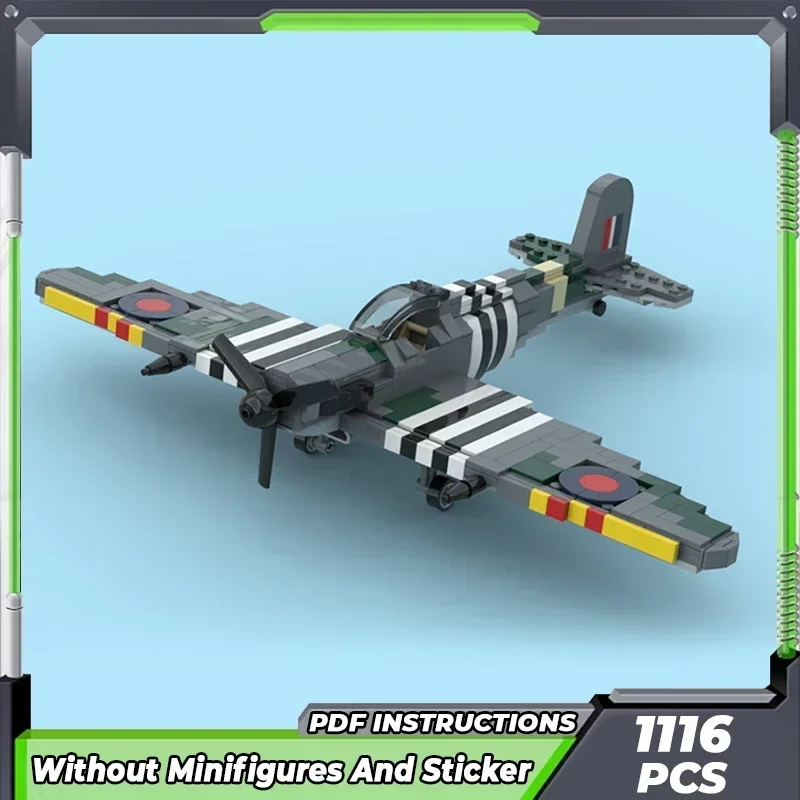 Moc Building Bricks Military Weapon Model Super Spitfire Fighter Technology Modular Blocks Gifts Toys For Child DIY Assembly