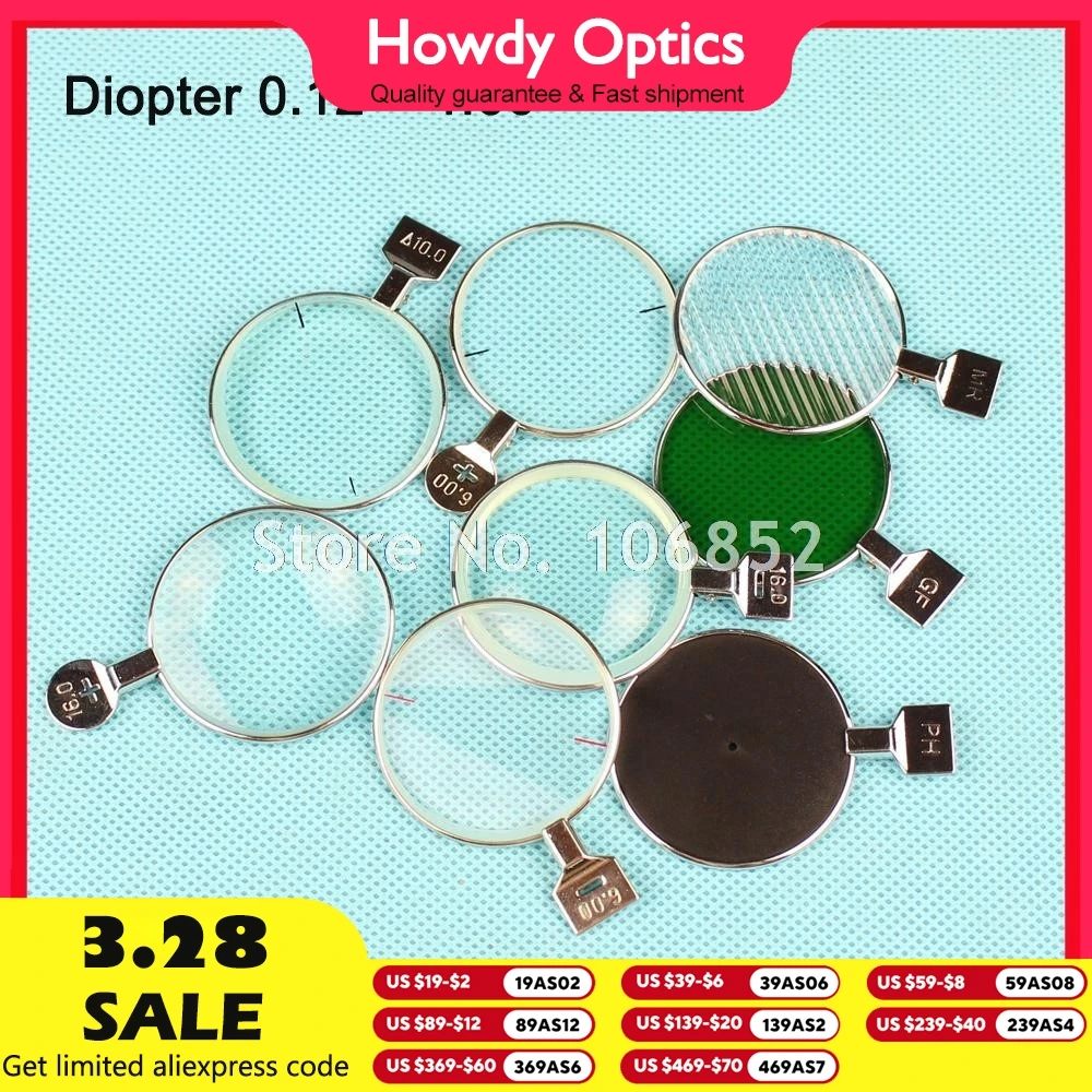 1pc ±0.12D~±4.00D Optical Ophthalmic lens Trial lens for trial lens set Metal rim DIA 38mm