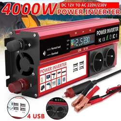 800W 500W Rated Power Inverter DC 12V To AC 220V 230V Transformer with 4 USB EU Socket Charge with LED Display for RV Phone Car