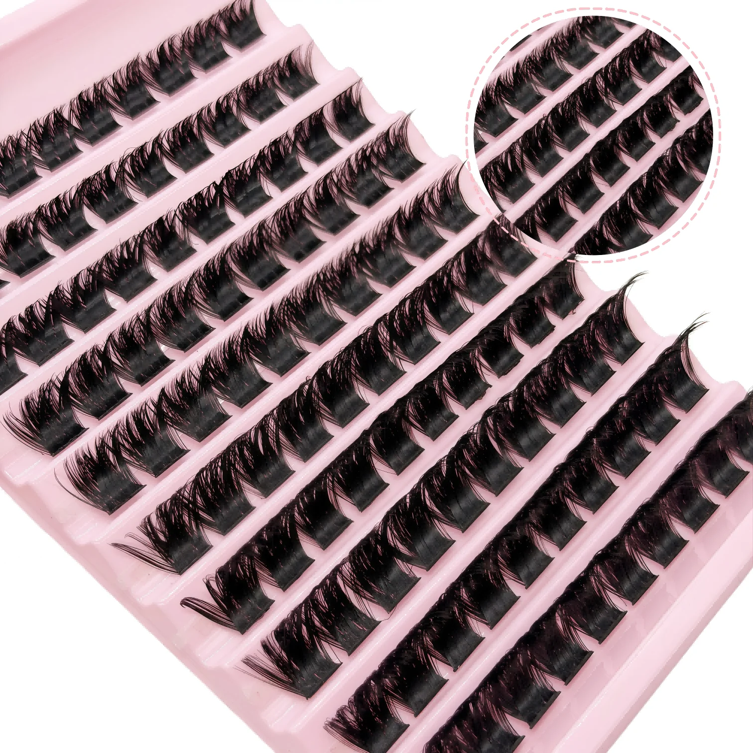 Eyelash Extensions 100pcs, Individual Lash Clusters, D Curl, 8-16mm Mixed Length, Natural Voluminous Thick Style, 100D-0.07D-8-1