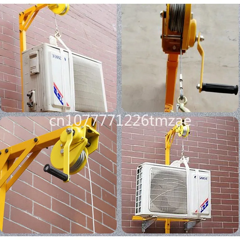 External Installation Crane 1200 Pounds Manual Stainless Steel Folding, Self-Locking Winch Assembly