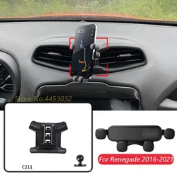 Gravity Car Phone Holder And Base For JEEP Renegade 2016-2021 Navigation Bracket Horizontally Rotatable Stand Accessories