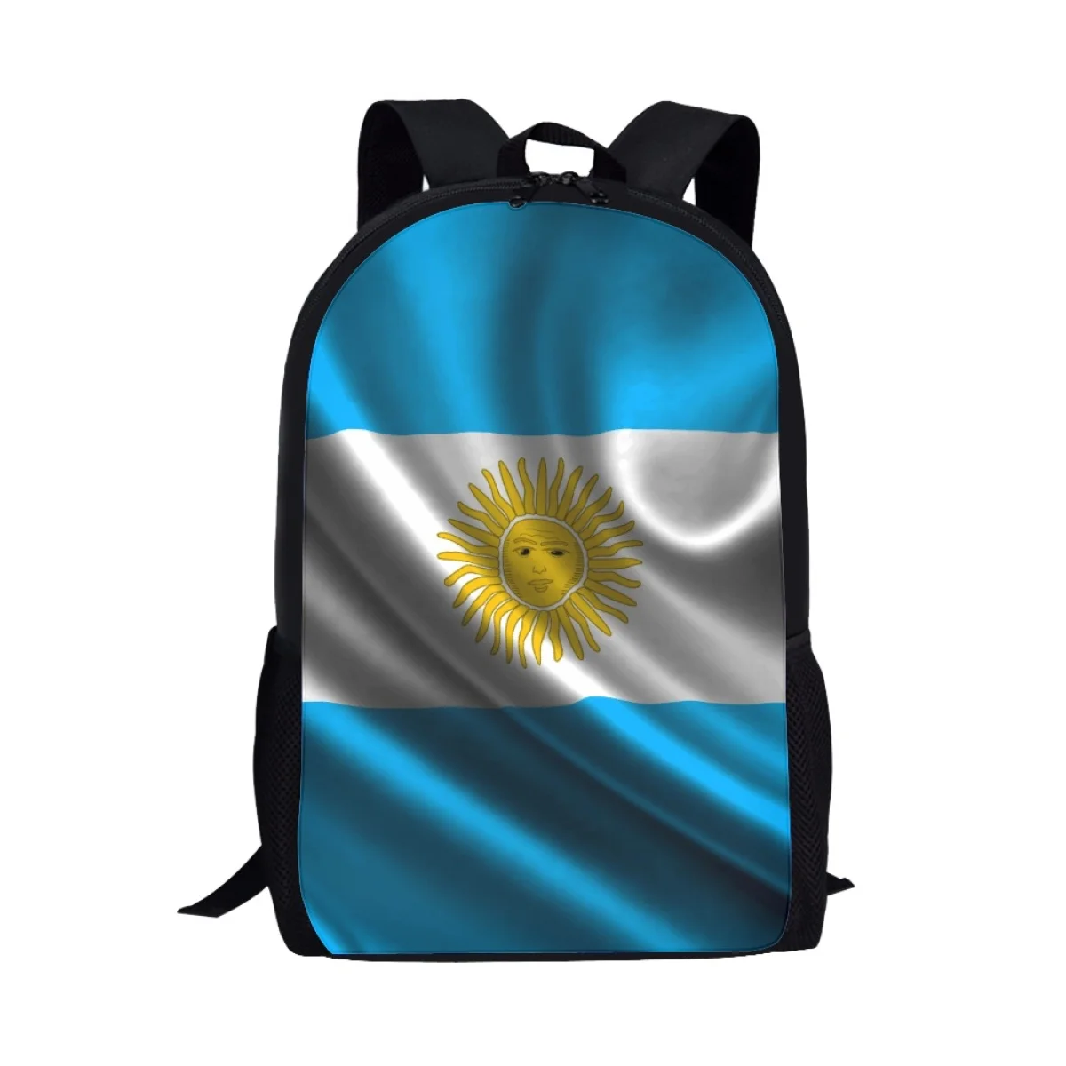 Bolsa escolar infantil de grande capacidade, mochila casual de academia para meninas e meninos, bolsa estilo simples, bandeira da Argentina, mulheres e homens