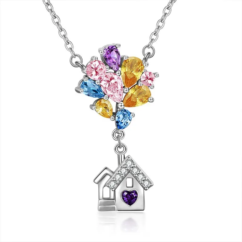 New Love Cottage Pendant Necklace European and American Fashion Style Ladies Collars Butterfly Necklace