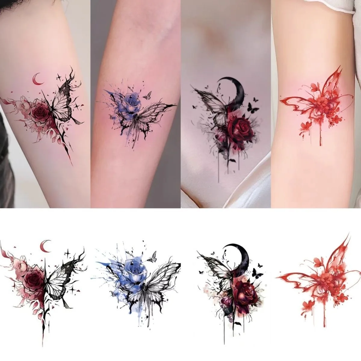 

Butterfly Color Tattoo Sticks Sexy Hot Girl Temporary Tattoo Arm Abdominal Waterproof Durable Fake Tatto Party Festival Gift Y2k