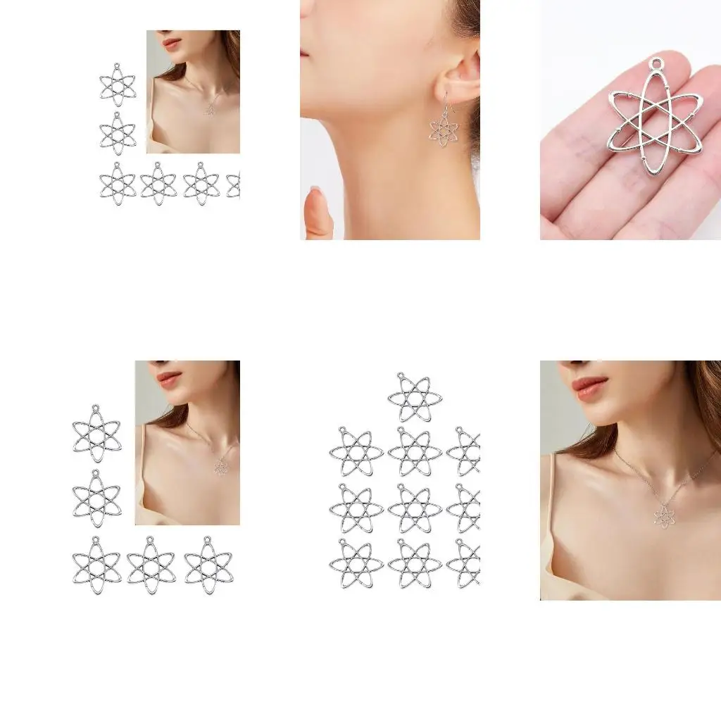  Pack Of 10 Physics Chemistry Atomic Structure Pendants Jewelry Findings for Science Enthusiasts and Educational Purposes